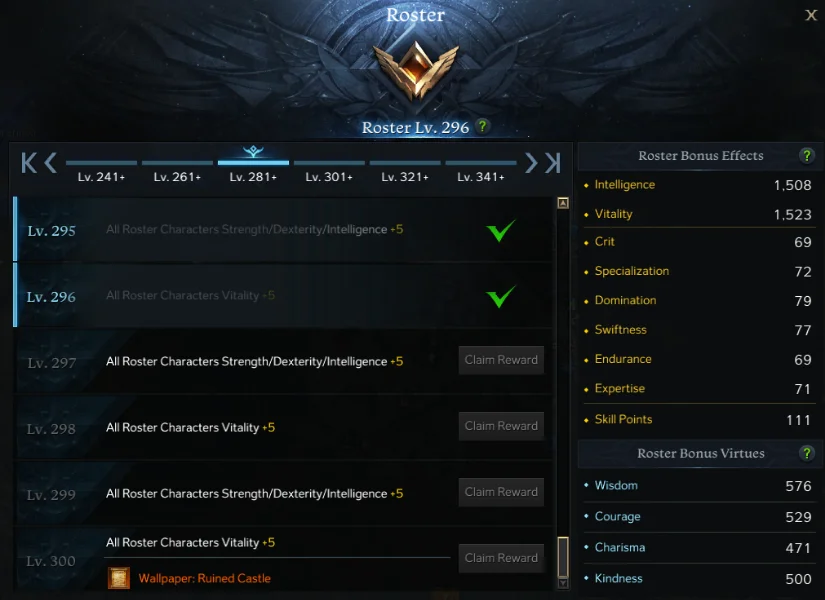 Roster Leveling Boost